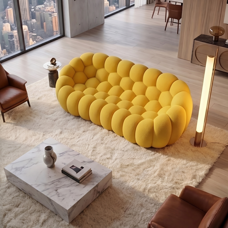 Velour Textured Fabric Sofa
