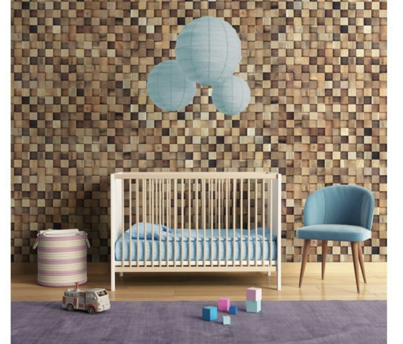 Blocks 3D Wood Wall Panel - Brown Tone (Set of 4 or 12)