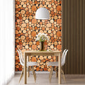 Rimmed Penny Wood Mosaic Wall Panel