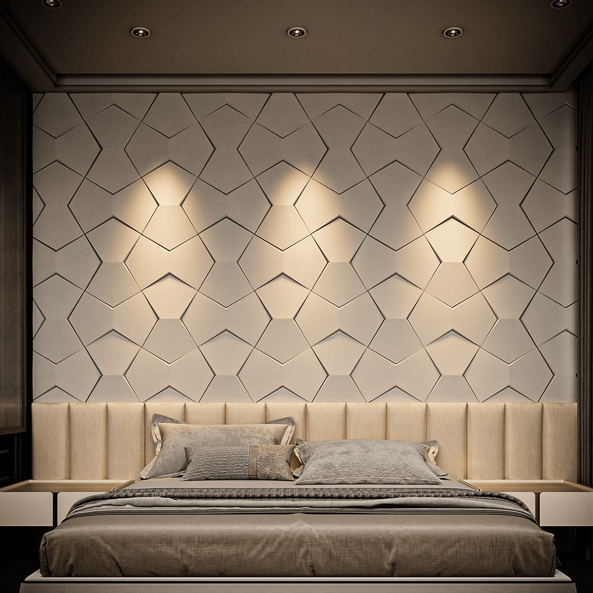 Bowtie Geometric 3D Leather Wall Panel