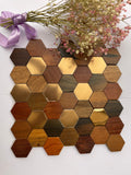 Hexad Wood Mosaic Wall Panel