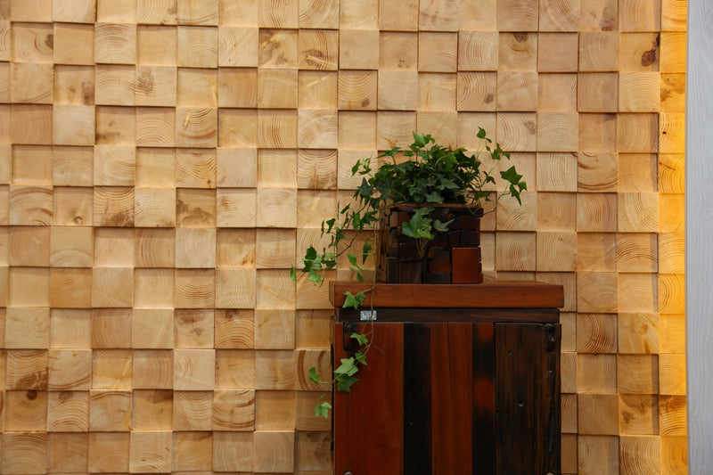 Cabo Cube Wood Mosaic Wall Panel