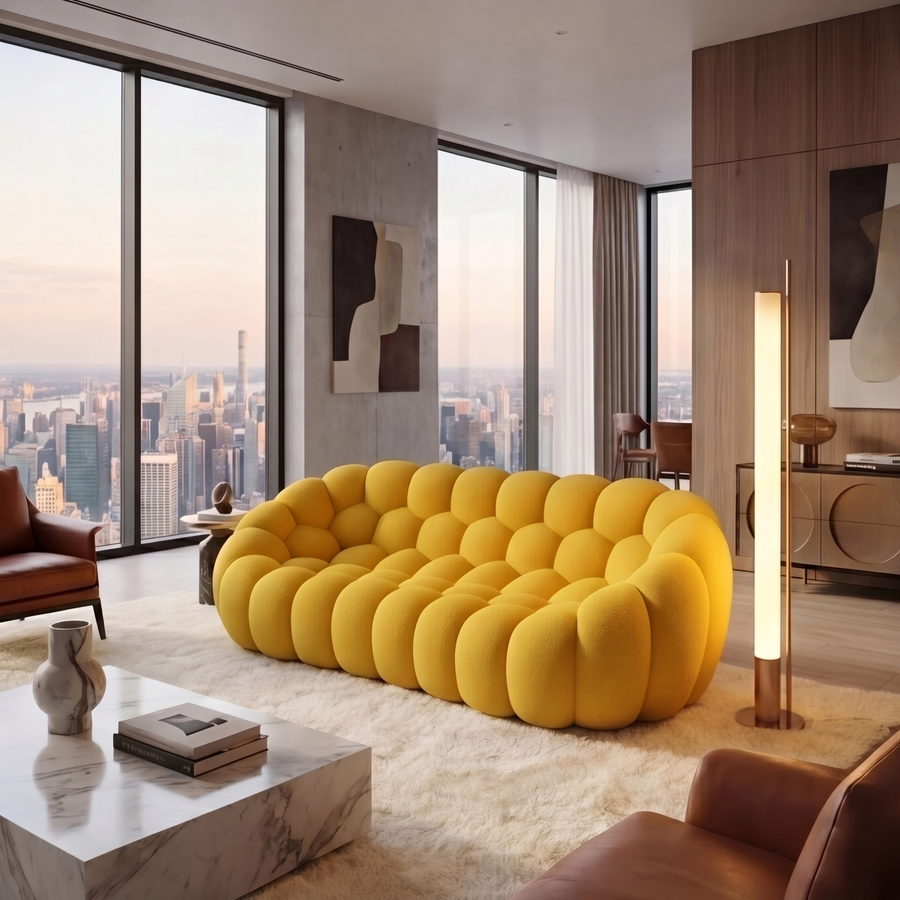 Velour Textured Fabric Sofa