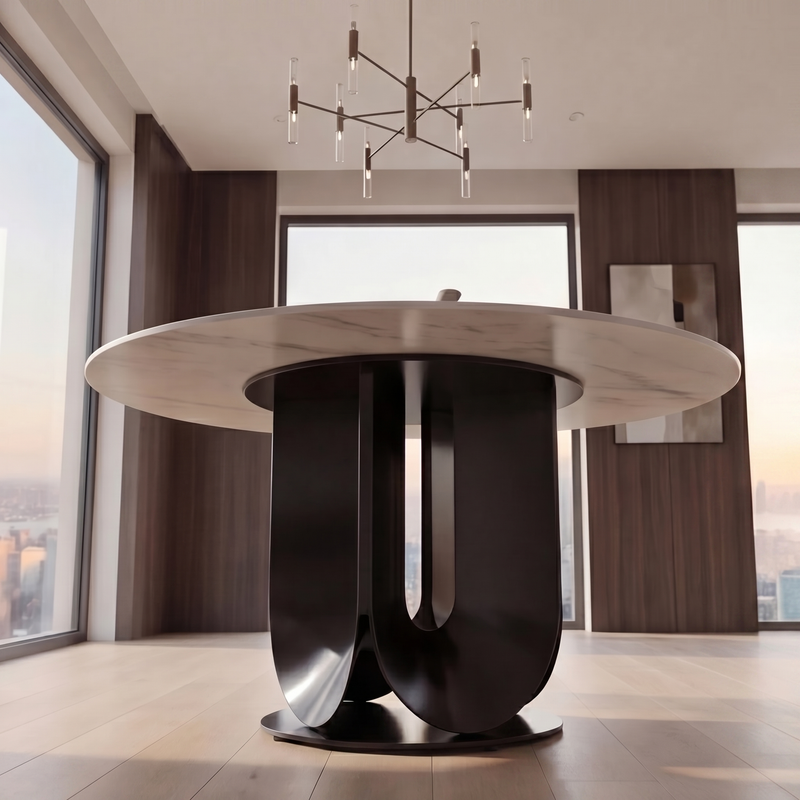 Deruta Round Glass Dining Table
