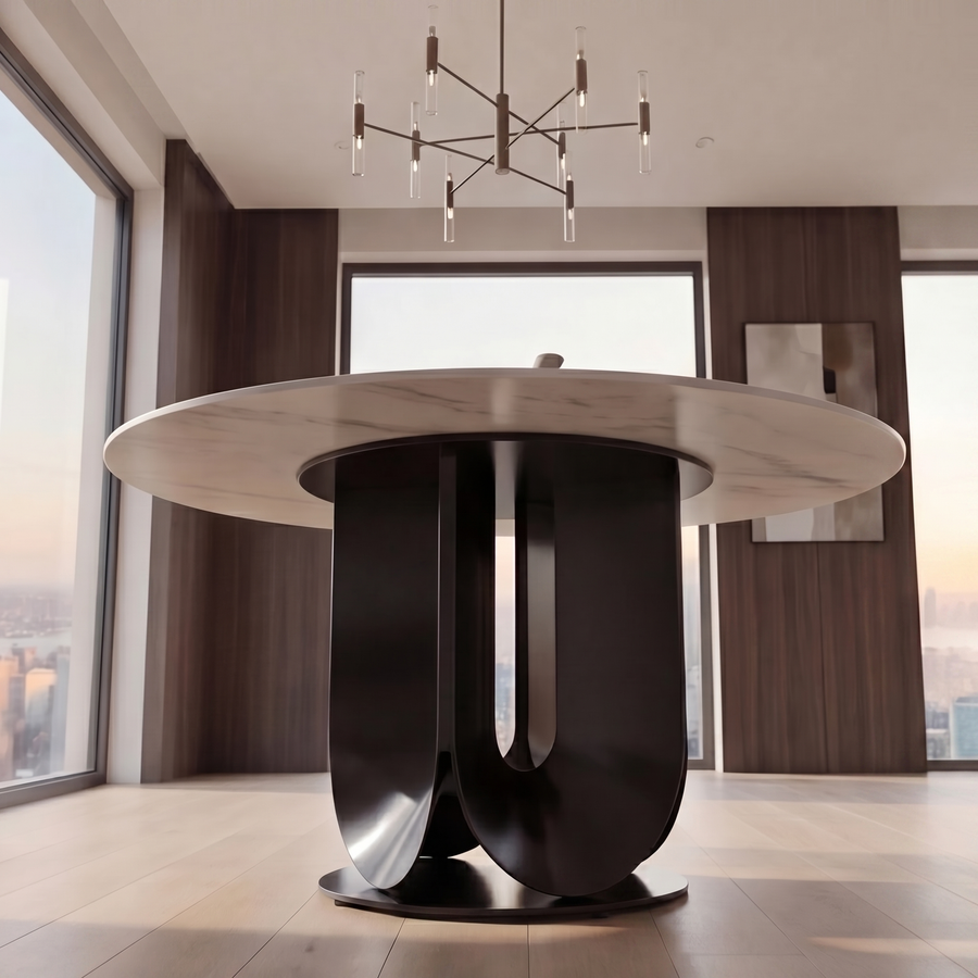 Deruta Round Glass Dining Table