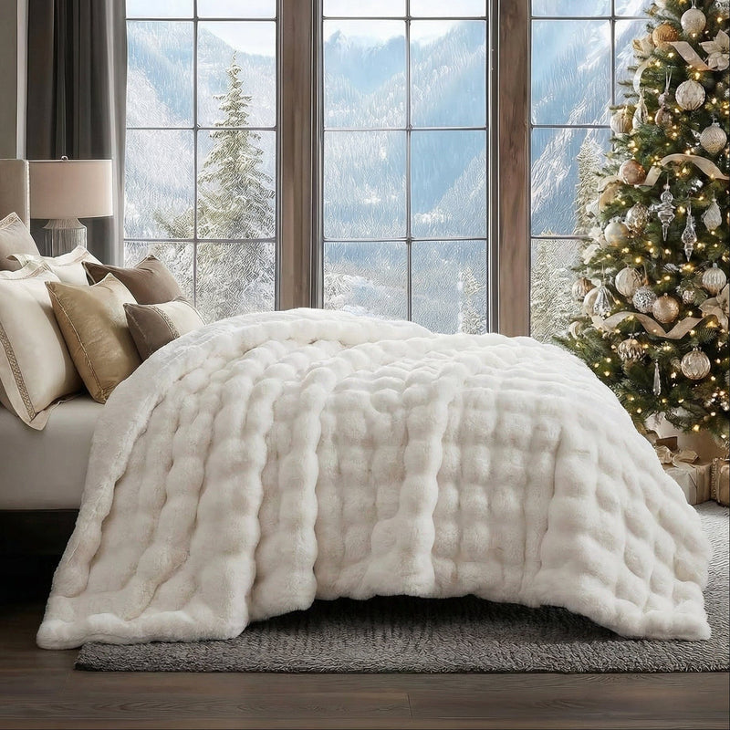 Rabbit Faux-Fur Blanket Throw