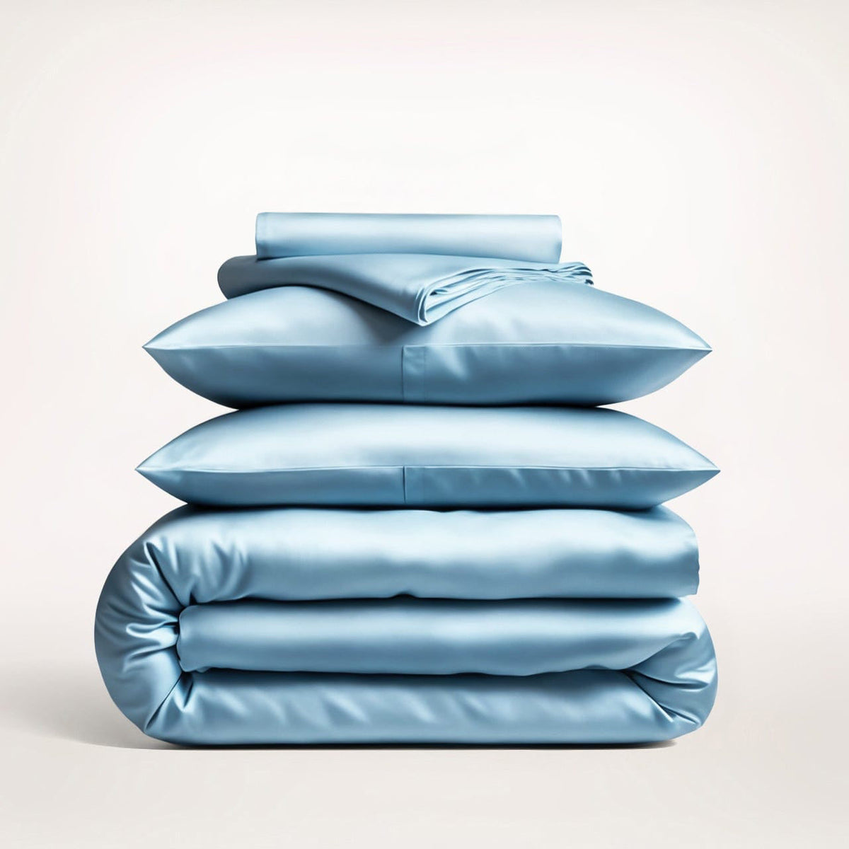 Premium Sky Blue Mulberry Silk Bedding Set